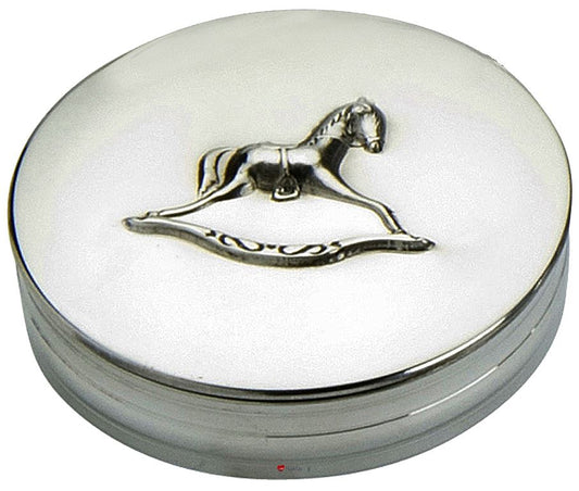 Children's Pewter Keepsake Trinket Box Rocking Horse Lid Christening Gift