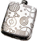 4oz Pewter Pocket Purse Flask Embossed Design Retro Pattern Polished Screw