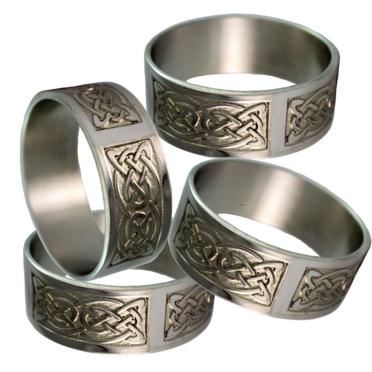 Pewter Napkin Ring Serviette Decorated With Celtic Motifs x4