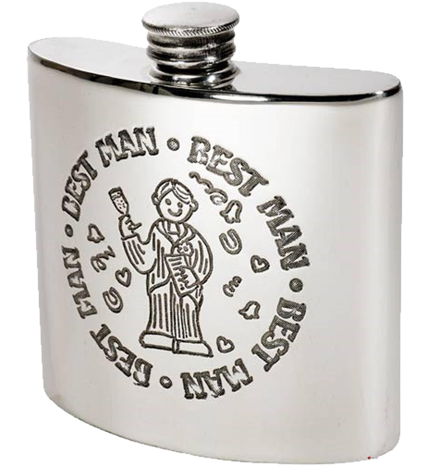 4oz Pewter Hip Flask Wedding Best Man Polished Screw Top Perfect for Engraving