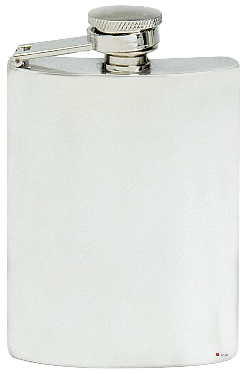 Plain Pewter Hip Flask 4oz Plain Polished Finish Engravable Captive Screw Top