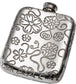 4oz Pocket Pewter Yorkshire Rose Flask Embossed with Yorkshire Rose Pattern