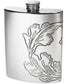 6oz Pewter Hip Flask Acanthus Leaf Decoration Pattern Bright Polished Screw Top