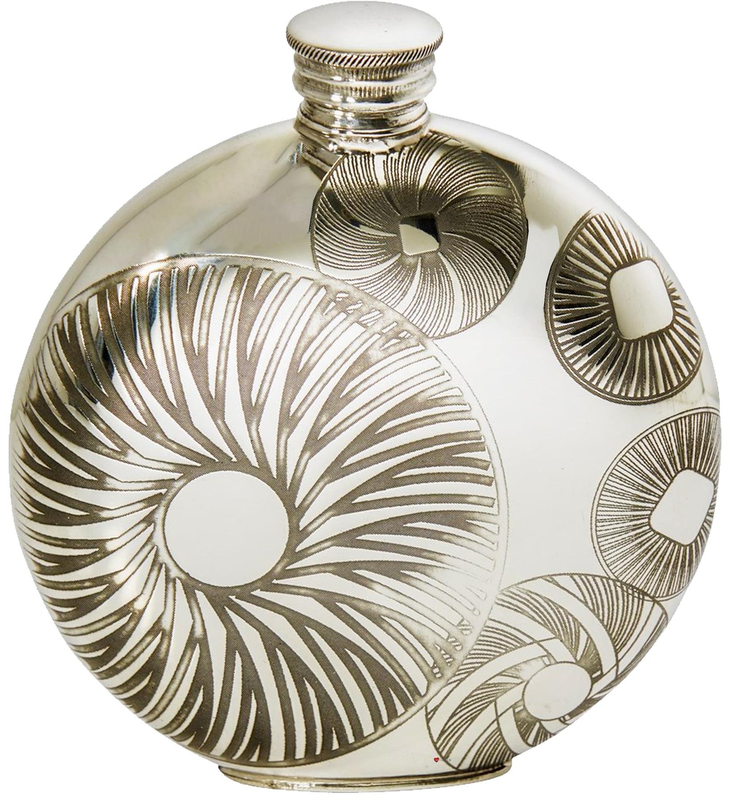 6oz Round Flask Millstones Design Bright Polished Screw Perfect for Engraving