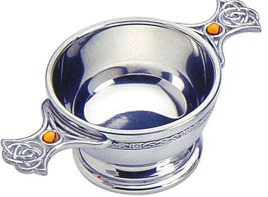 Scottish Quaich Celtic Handle Topaz Coloured Stones 2" 3" 4" 5" Cups of Friendship