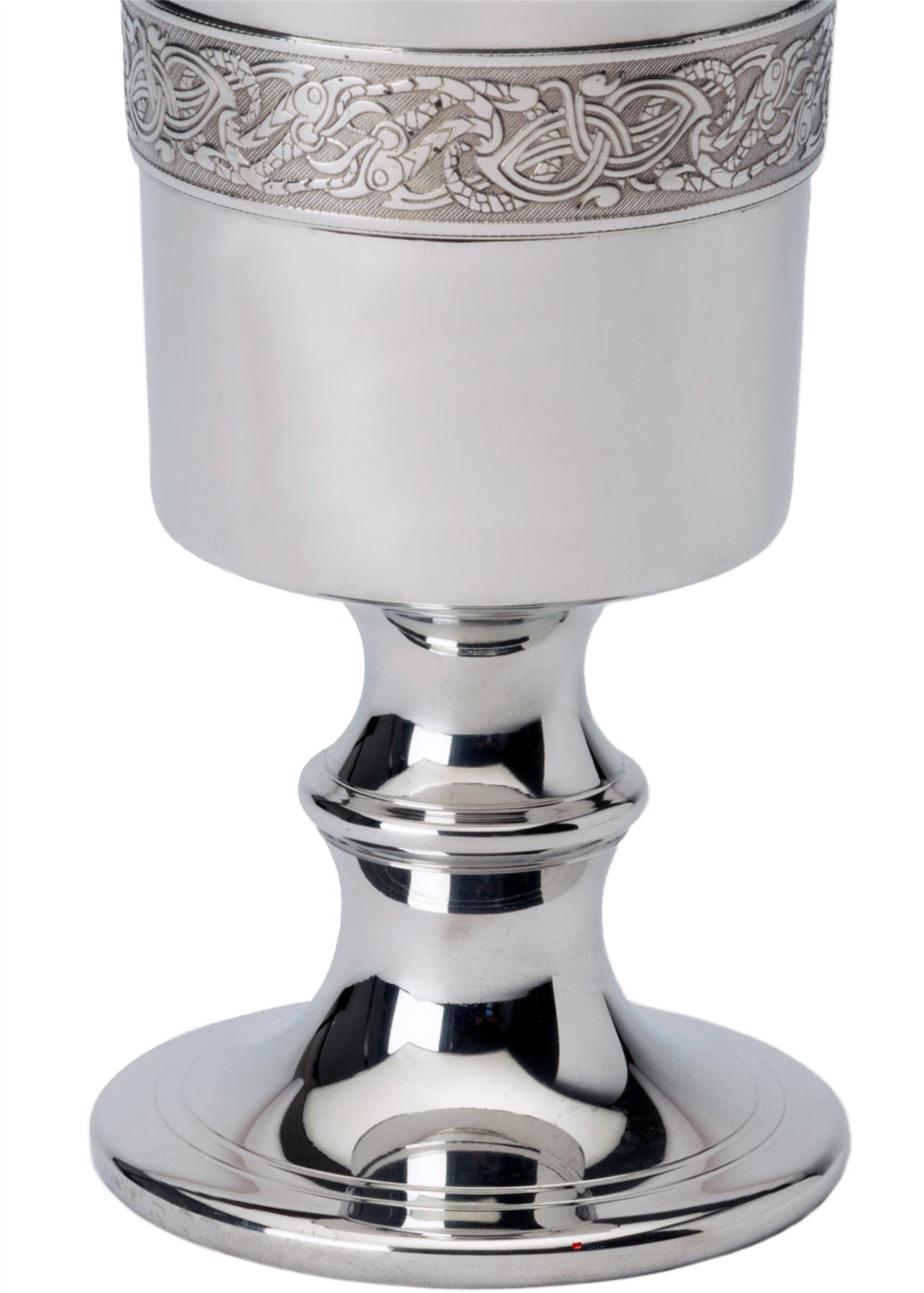 370ml Pewter Chalice With Celtic Dragon Design Banding Great Gift