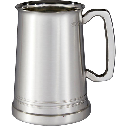 Pewter Glass Bottom Heavy Tankard 1 Pint Hereford Satin Perfect for Engraving