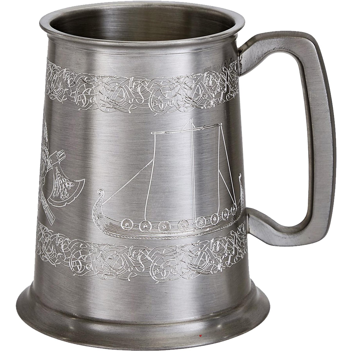 Pewter Tankard 1 Pint Viking Ship Design Antique Pewter Square Handle Pure Beer