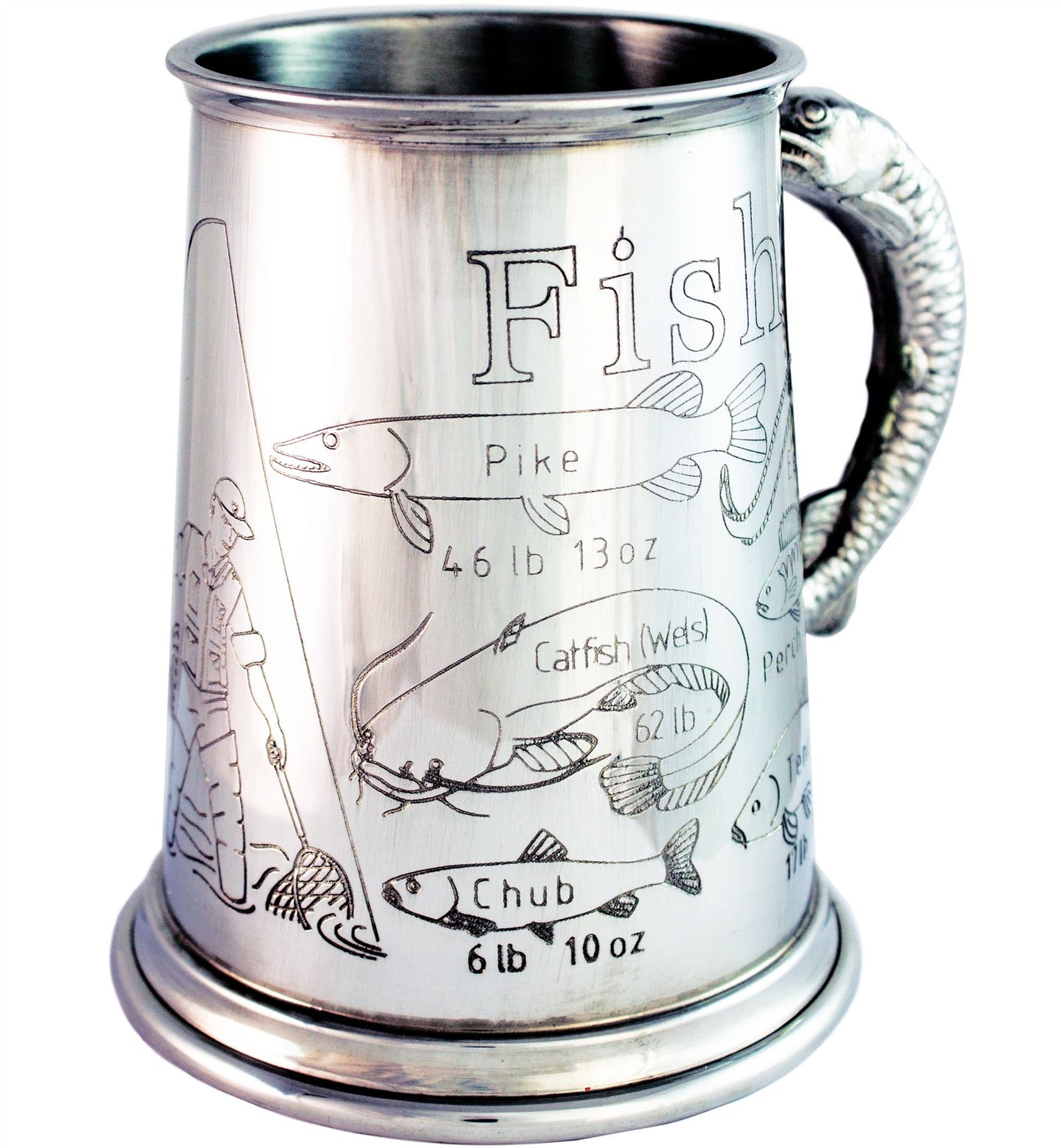 Fishing Gift Pewter 1pt Tankard Great Fishing Weight Records Gift for Fishermen