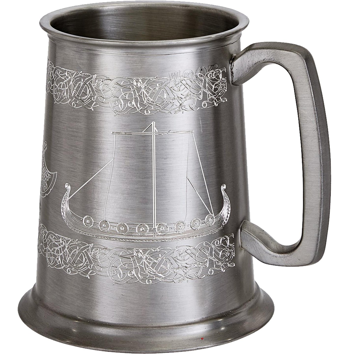 Pewter Tankard 1 Pint Viking Ship Design Antique Pewter Square Handle Pure Beer