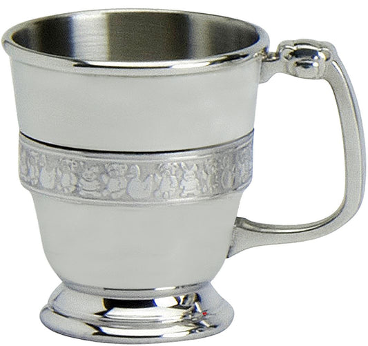 Christening Cup Gift Pewter Single Band Nursery Characters