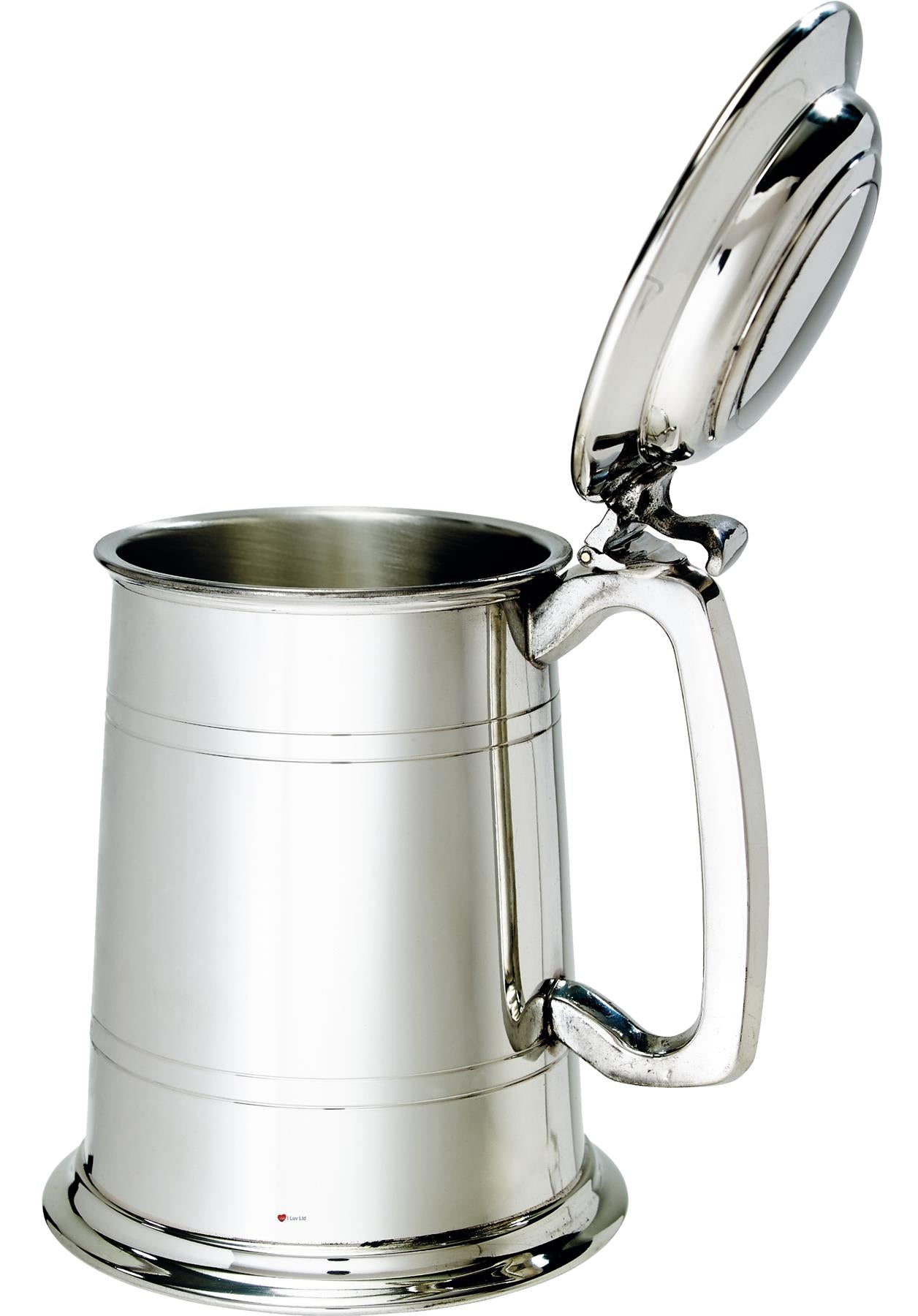 Pewter Lidded Tankard 1 Pint Plain Double Lines Square Perfect for Engraving