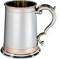 Pewter Tankard 1 Pint Double Copper Banding Scroll Handle Perfect for Engraving