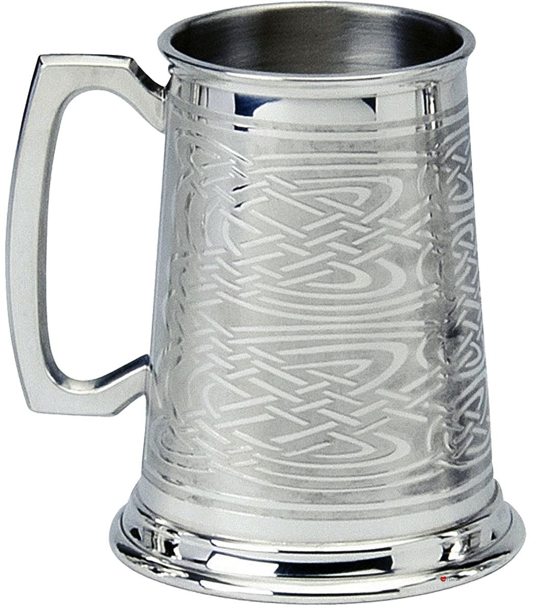 Pewter Tankard Traditional Full-Cover Celtic Knot Design 1pt