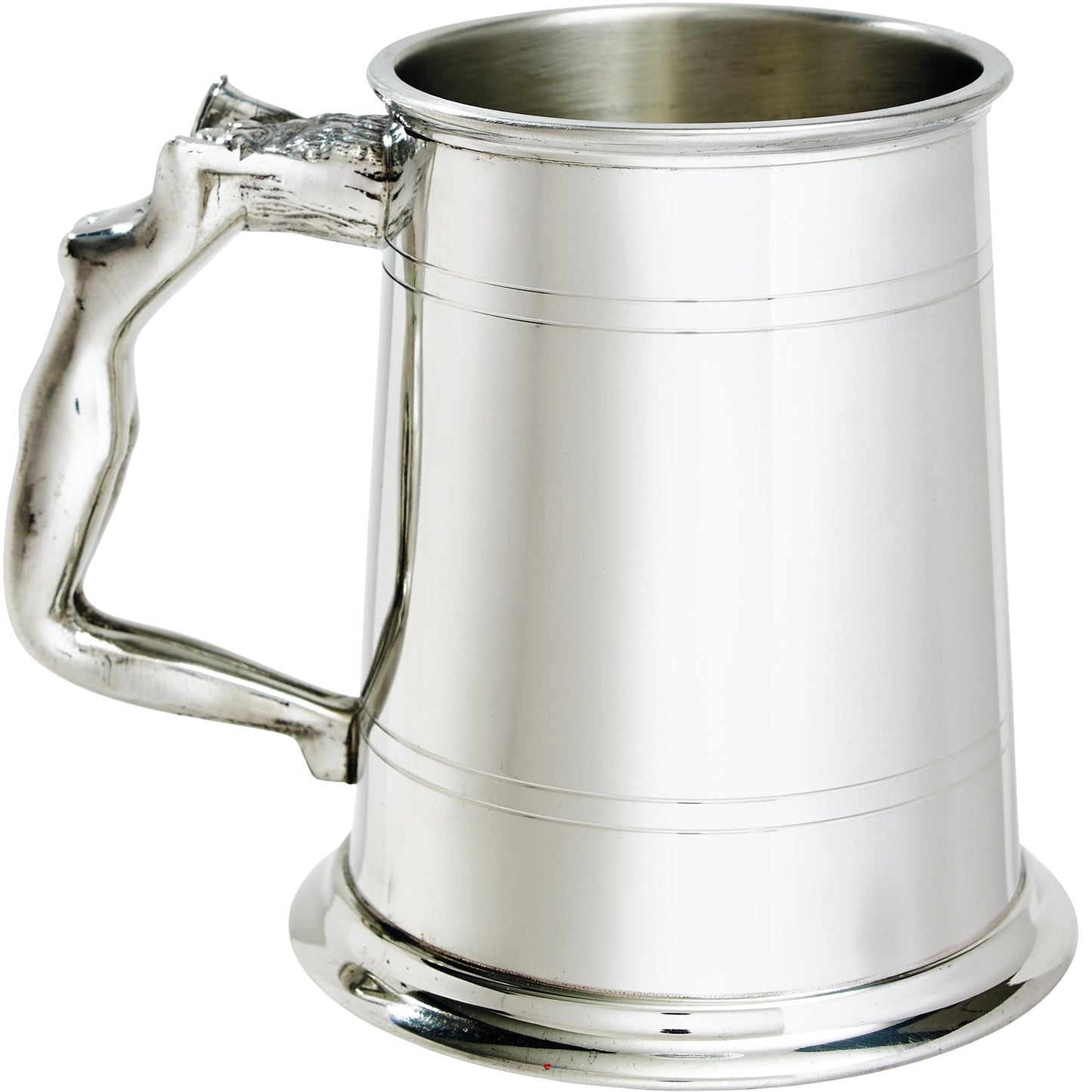 Pewter Tankard 1 Pint Plain Double Lines Nymph Handle Perfect for Engraving