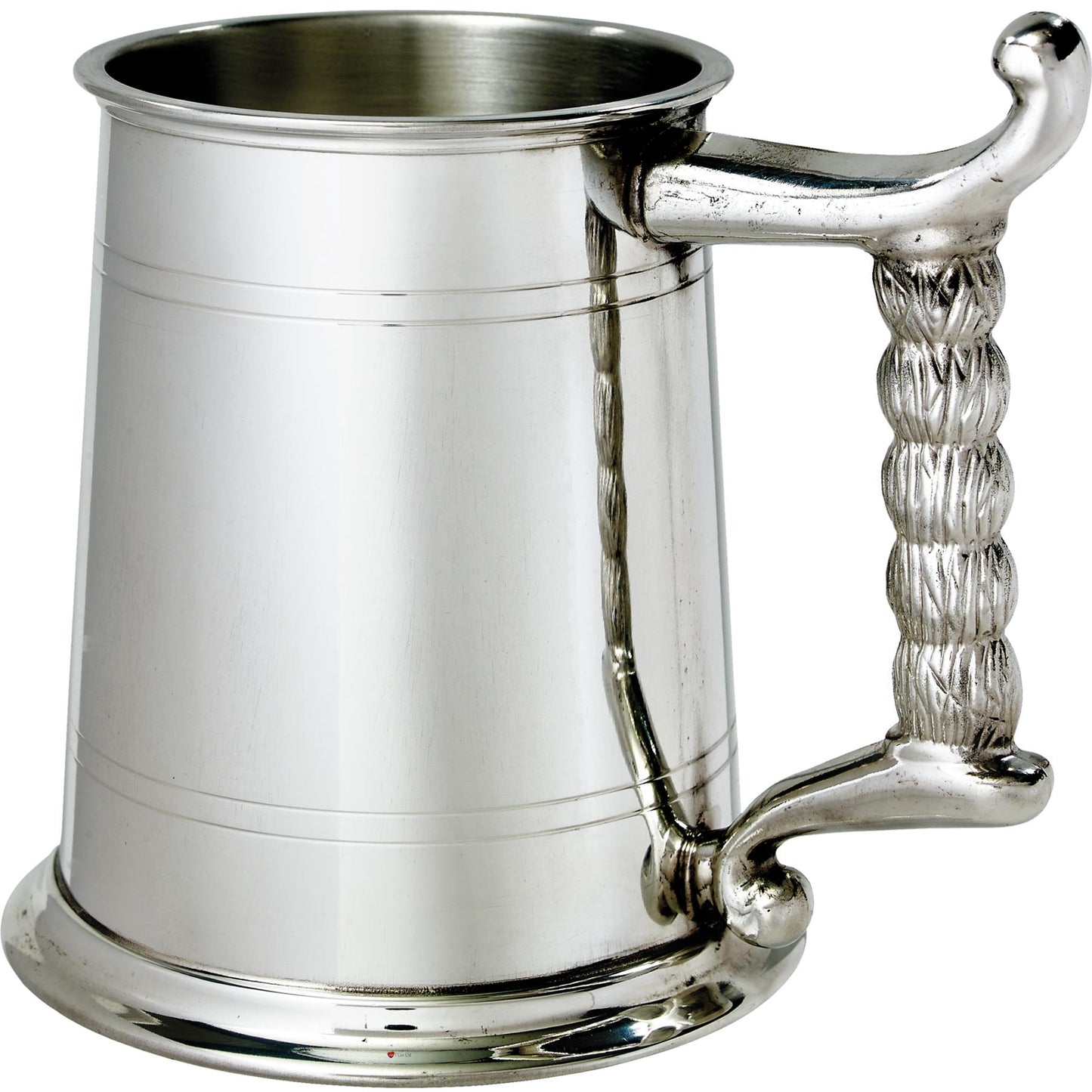 Pewter Tankard 1 Pint Plain Double Lines Rope Handle Perfect for Engraving