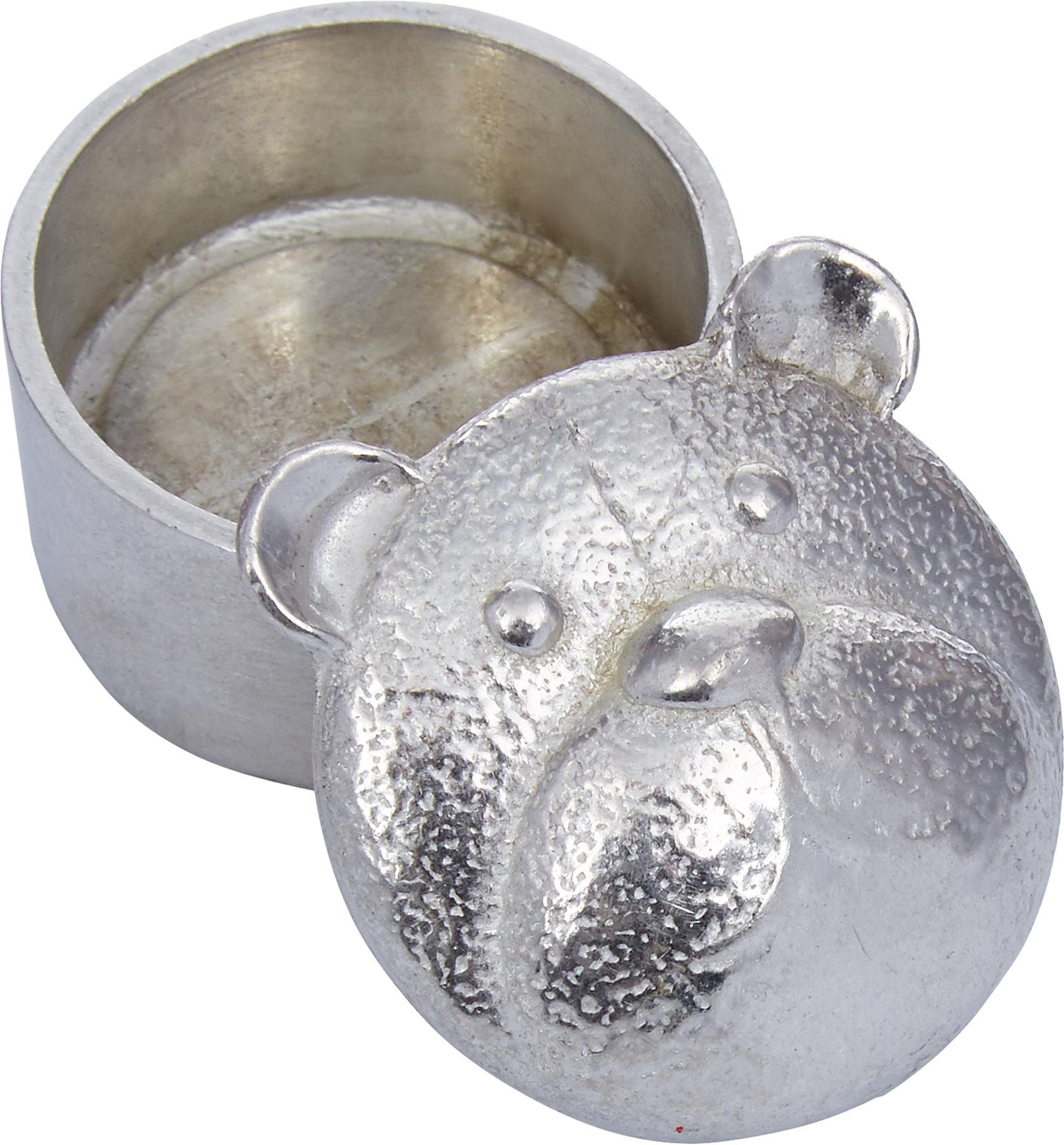 Child's Bear Trinket Box in Pewter Bear Head on Lid and Secret Paw Prints Inside