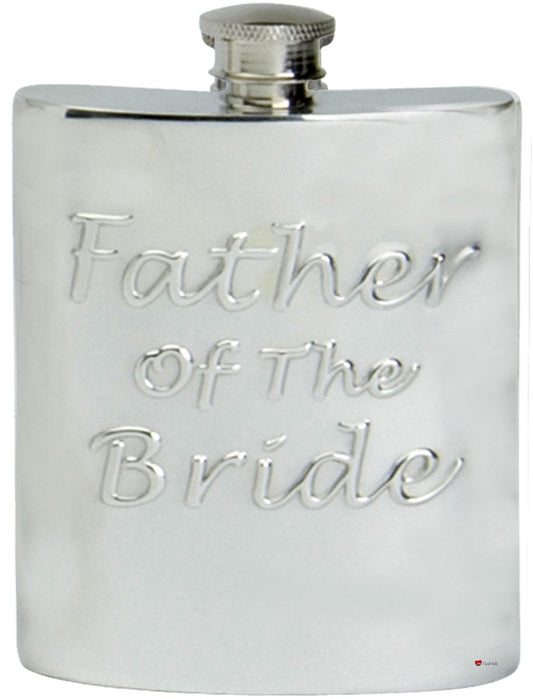 Embossed Father of the Bride Kidney Shape Engravable On Back English Pewter