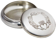 Pewter Round Trinket Box Claddagh Love and Loyalty Pattern Perfect for Engraving