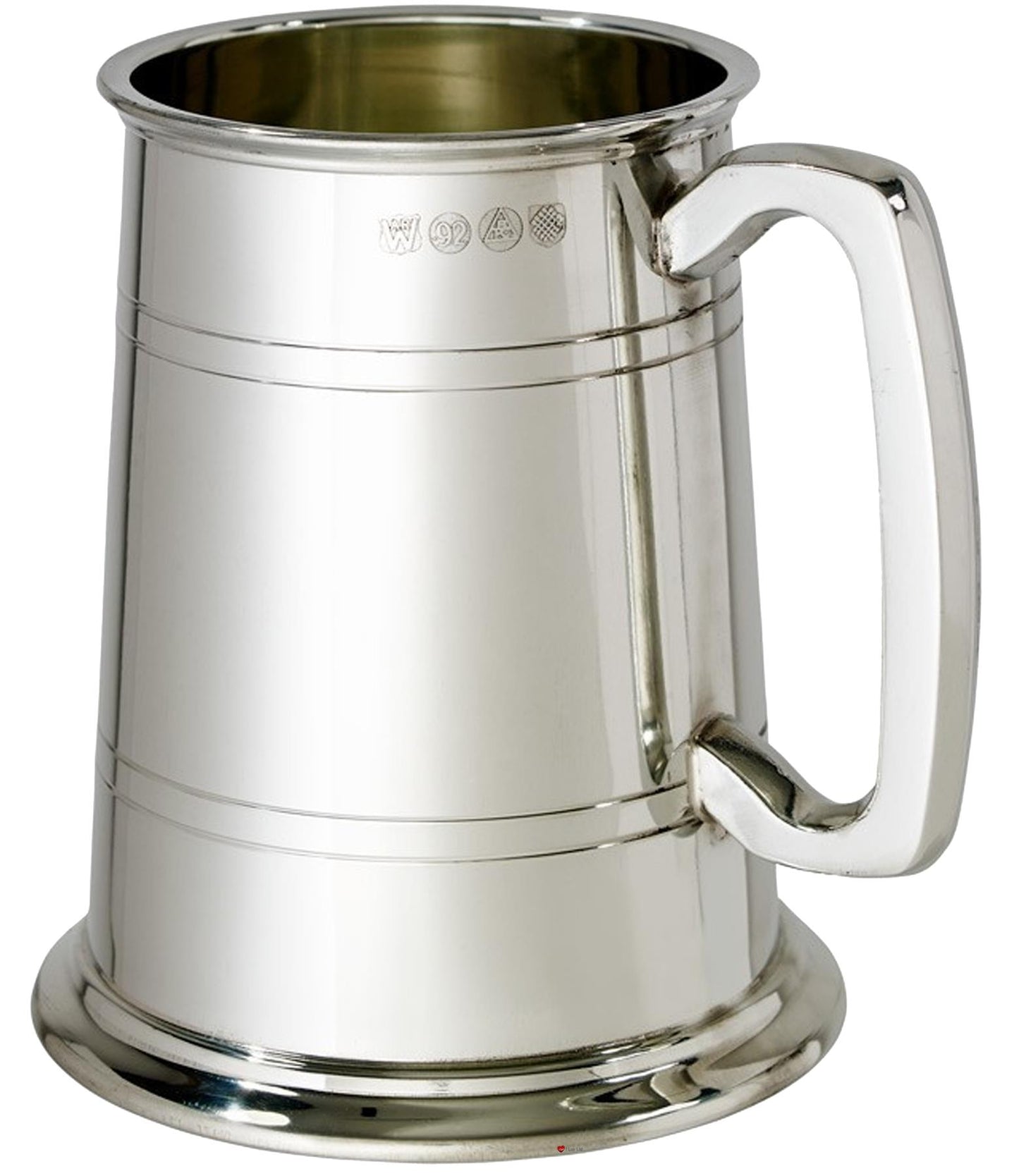 Pewter Glass Bottom Tankard 1 Pint Double Lines Touchmark Perfect for Engraving