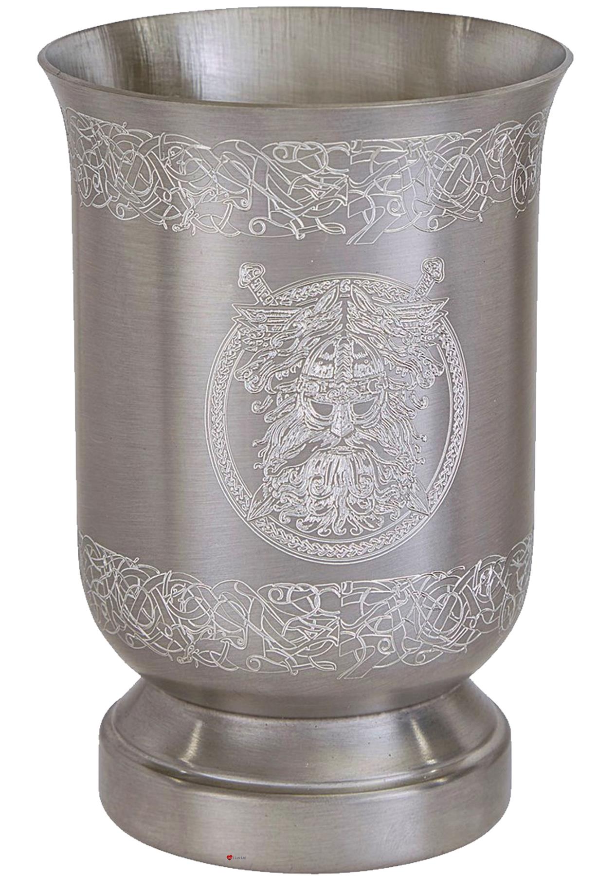 Odin Viking Drinking Goblet Cup Antique Pewter Finish Perfect for Engraving