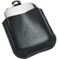 6oz Pewter Flask in Black Genuine Leather Pouch Perfect for Engraving