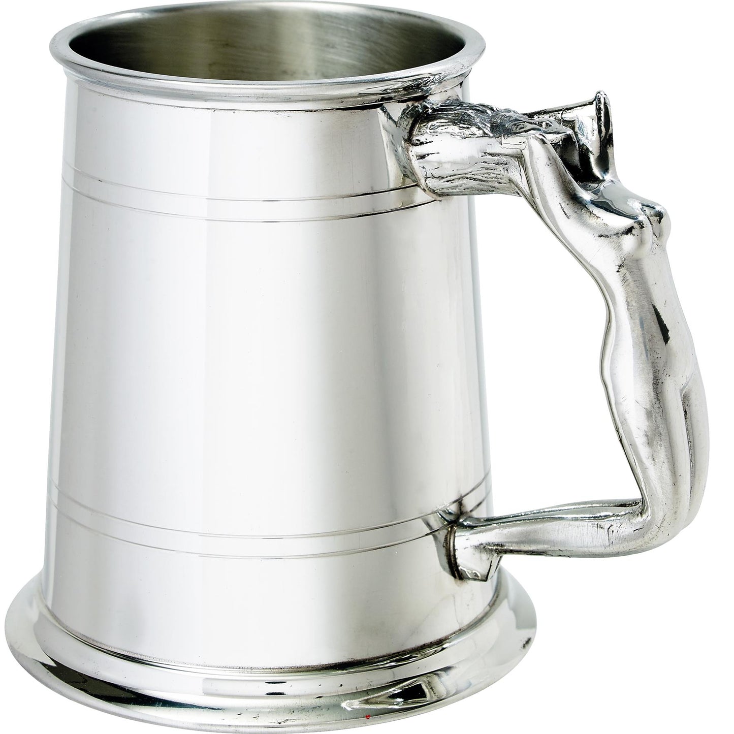 Pewter Tankard 1 Pint Plain Double Lines Nymph Handle Perfect for Engraving