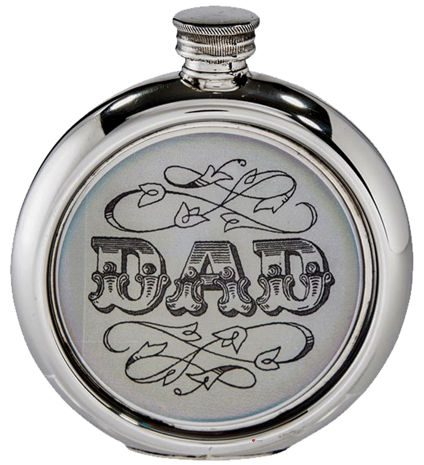 6oz Round Flask with Unique Picture Recess Polished Screw Perfect for Engraving