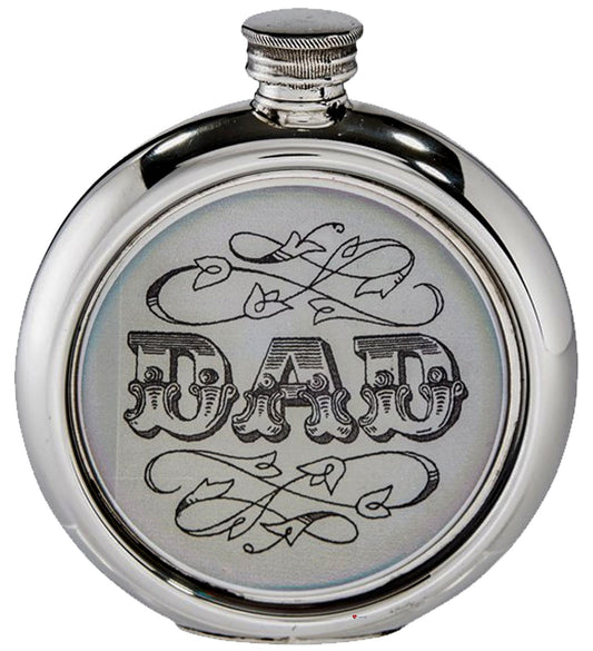 6oz Round Flask with Unique Picture Recess Polished Screw Perfect for Engraving