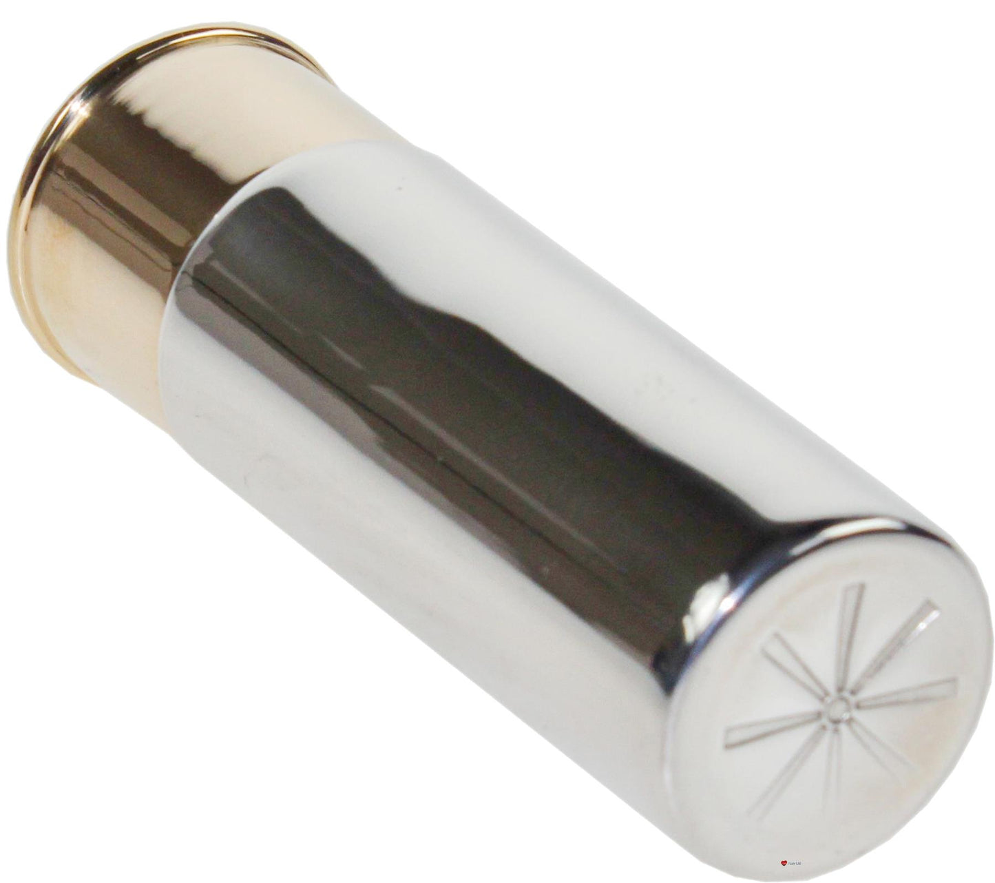 Pewter 4oz Flask as Shotgun Cartridge with Brass Screw Perfect for Engraving