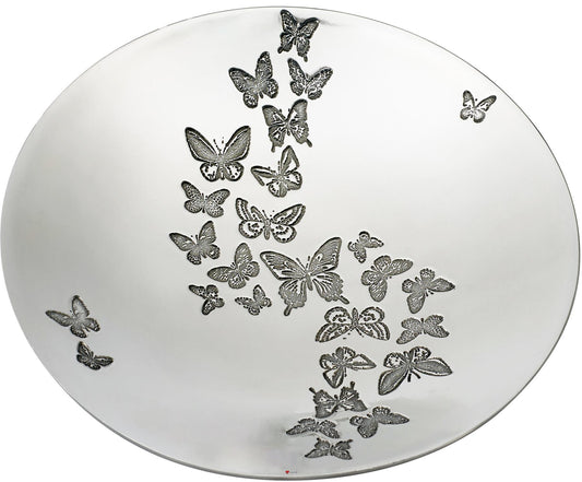 Large 8" Footed Pewter Bowl Embossed with Butterfly Design Perfect for Engraving