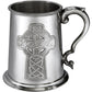 Pewter Tankard with Embossed Celtic Cross Scroll Handle Perfect for Engraving