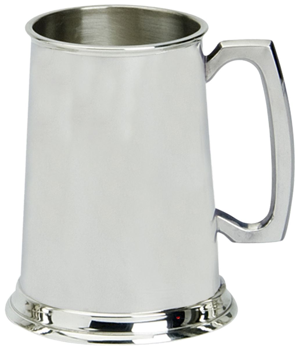 Pewter Tankard Handmade 1pt Plain Design Traditional Shape Pewter Glass Base