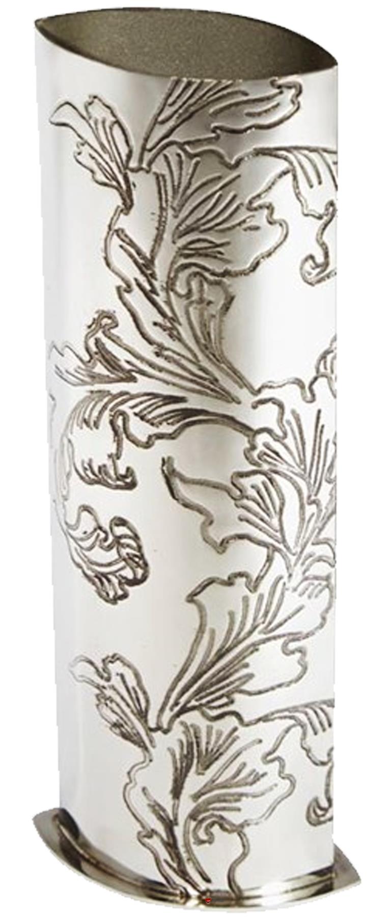 Medium 9 inch Pewter Vase Embossed all over with Acanthus Pattern Bright Finish