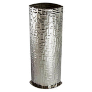 Large 10 inch Pewter Vase Embossed all over with Metropolitan Pattern