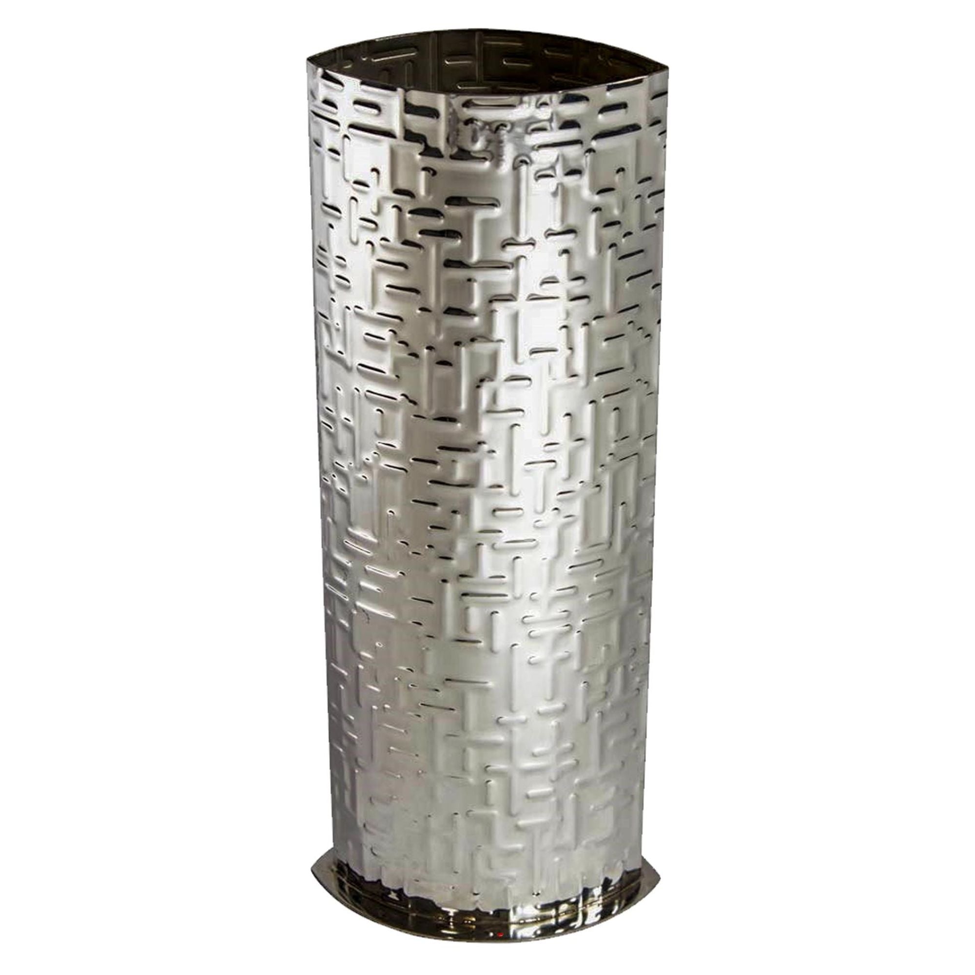 Large 10 inch Pewter Vase Embossed all over with Metropolitan Pattern