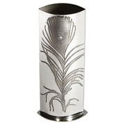 Tall 6.3 inch Pewter Bud Vase for Flowers Featuring Peacock Feather Design