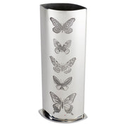 Tall 6.3 inch Pewter Bud Vase with Different Butterfly Design Bright Finish