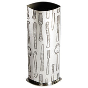 Tall 6.3 inch Pewter Bud Vase with Knife Fork and Spoon Pattern Bright Finish