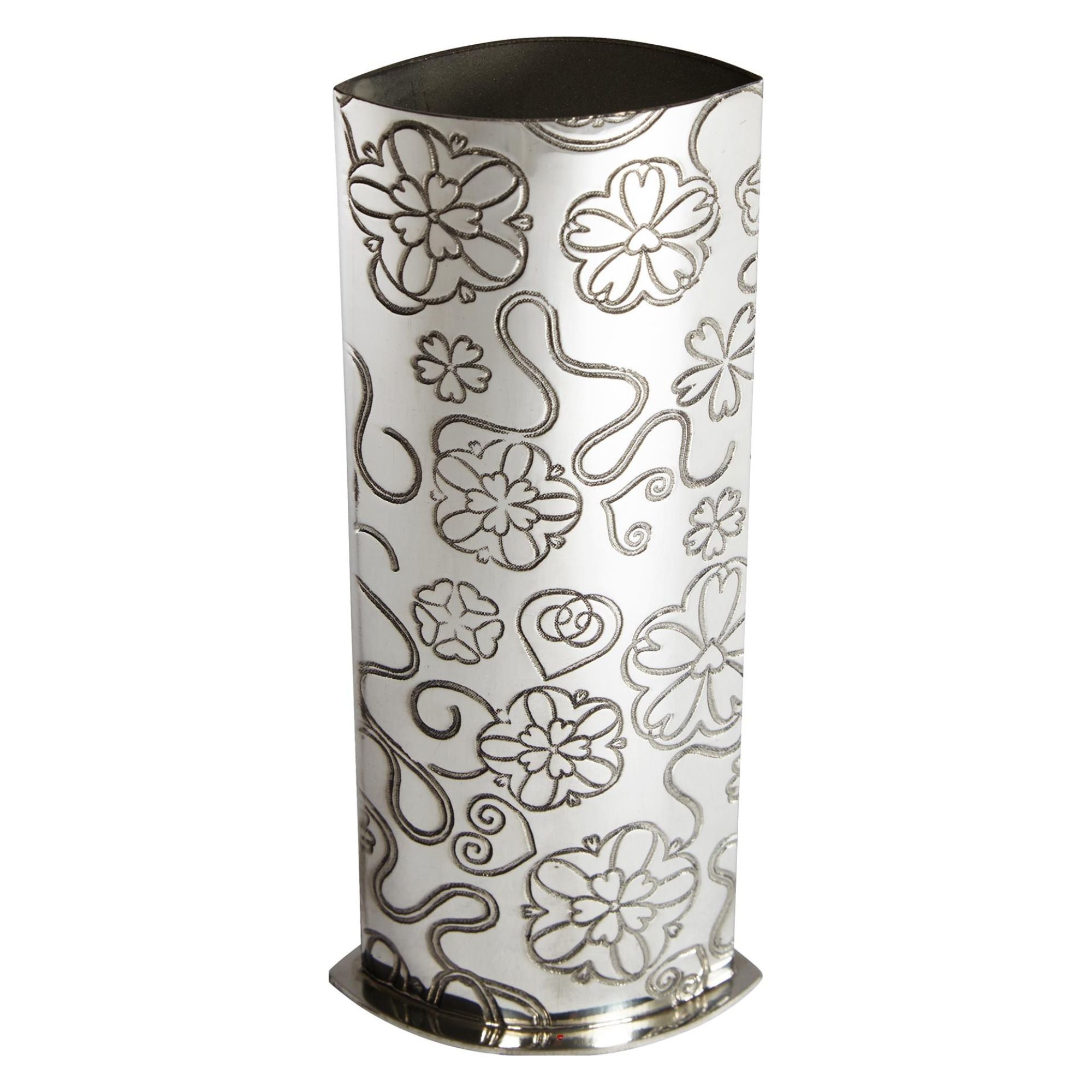 Tall 6.3 inch Pewter Bud Vase with Yorkshire Rose Pattern Bright Polished Finish