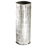 Umbrella stand with cutlery pattern on a white background