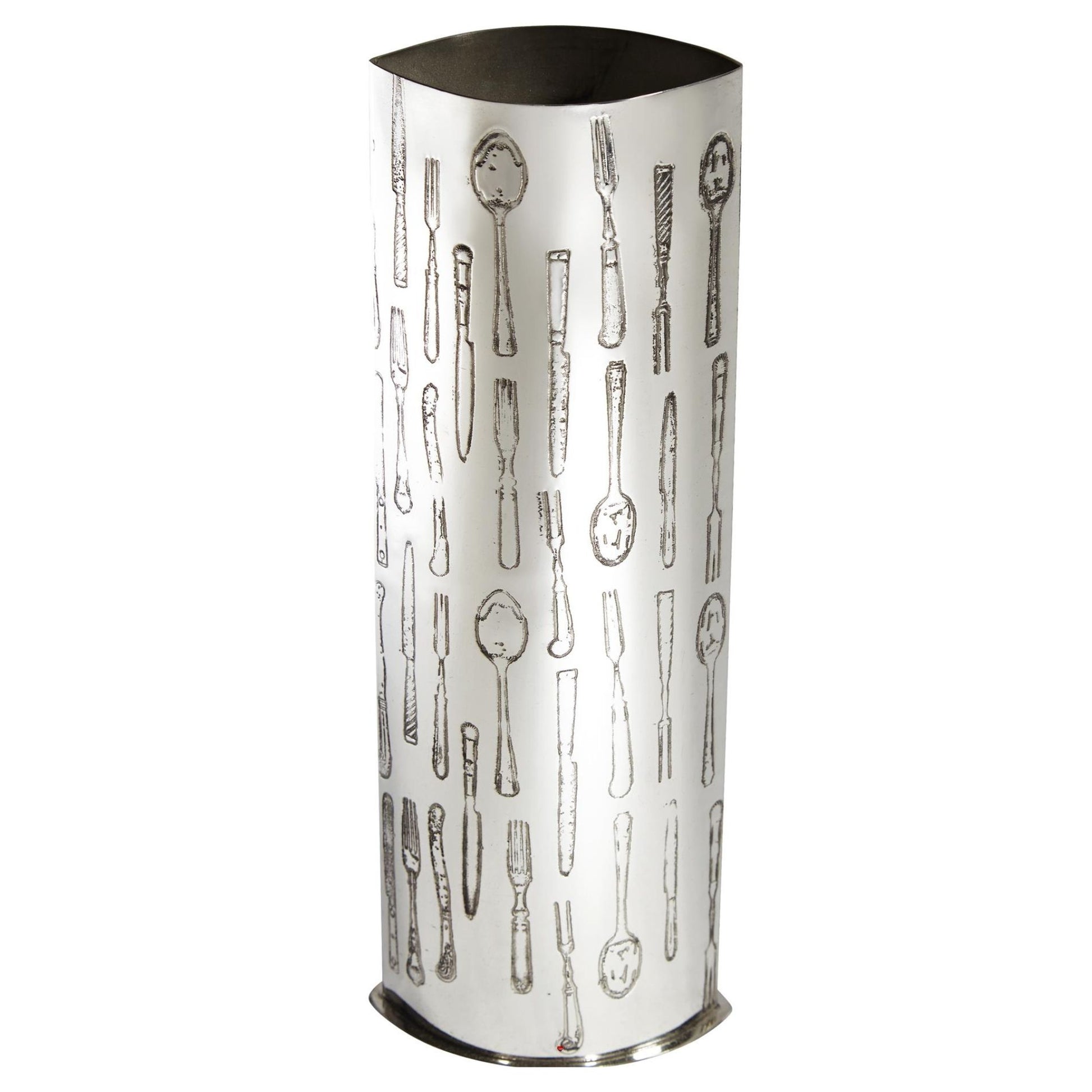 Umbrella stand with cutlery pattern on a white background