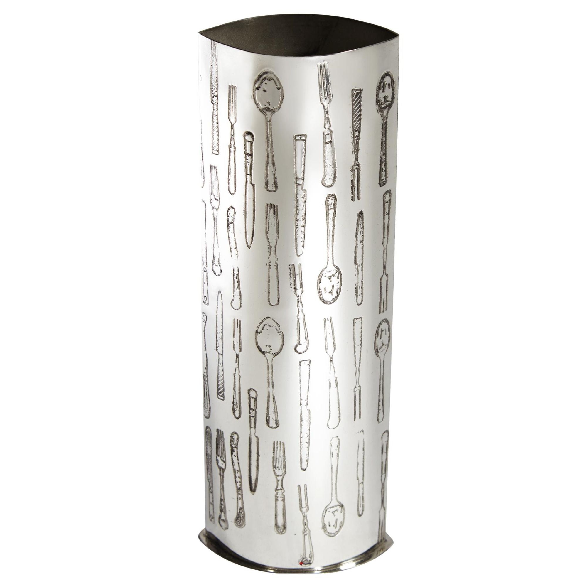 Umbrella stand with cutlery pattern on a white background