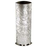 Medium Pewter Vase Embossed all over with Peacock Feather Pattern Bright Finish