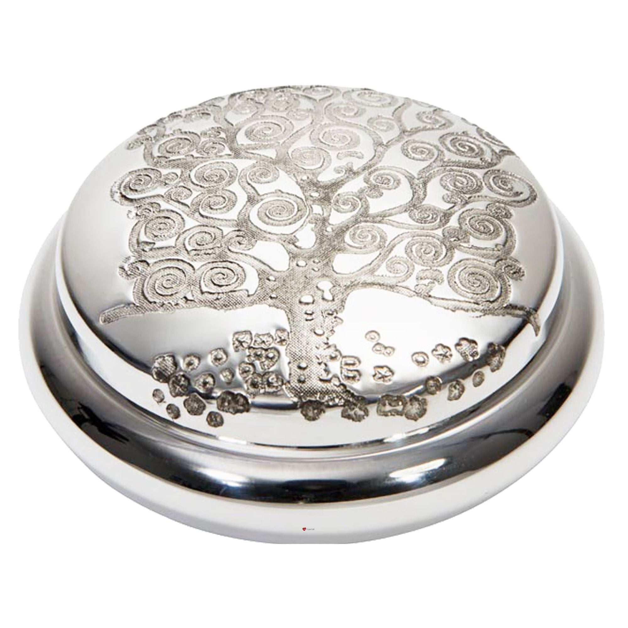 Small Pewter Georgian Trinket Box with Tree of Life Design 85mm Diameter