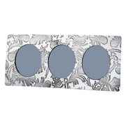 Triple Pewter Photo Frame Peacock Feather Design 3x2 Inch Perfect for Engraving