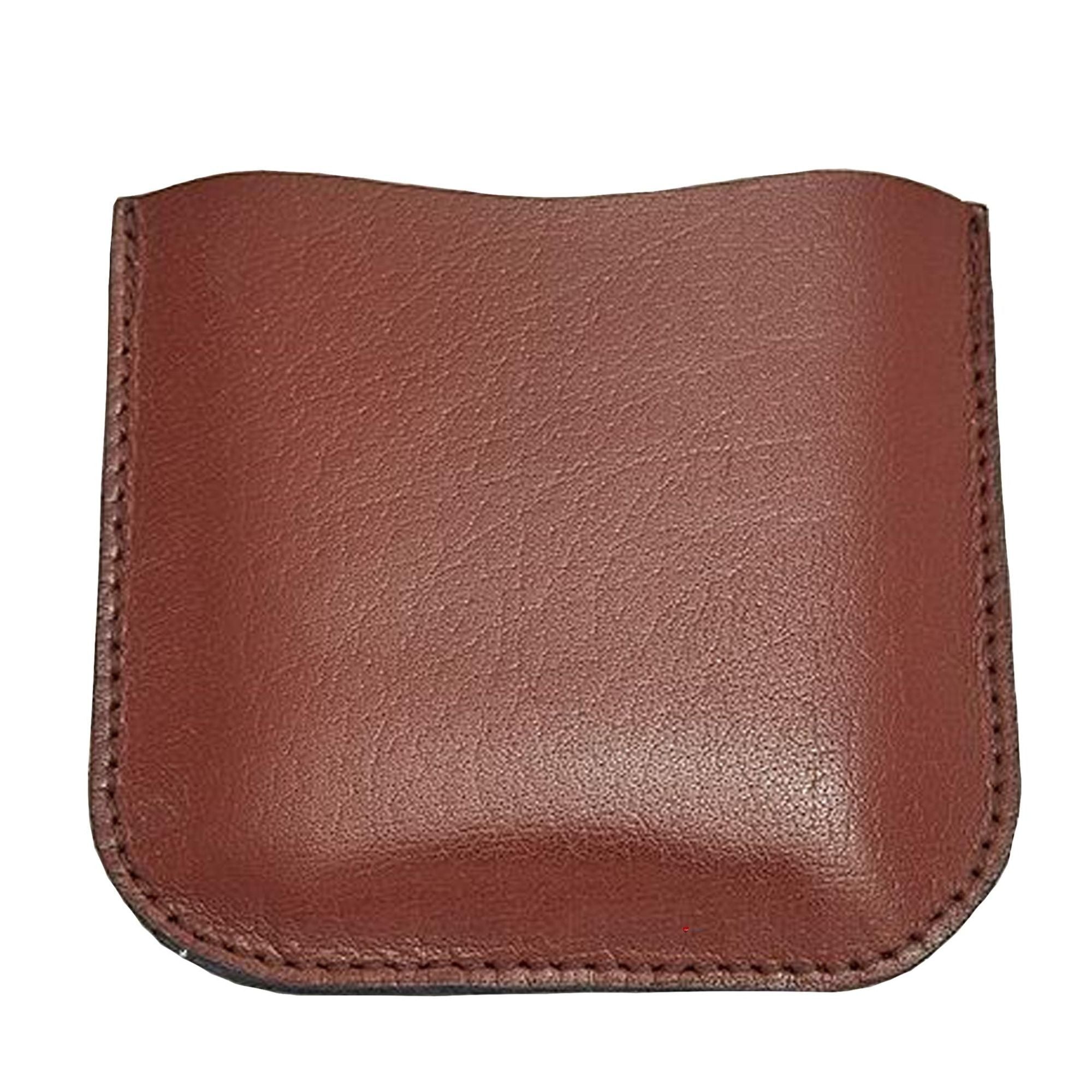 Brown leather pouch on a white background