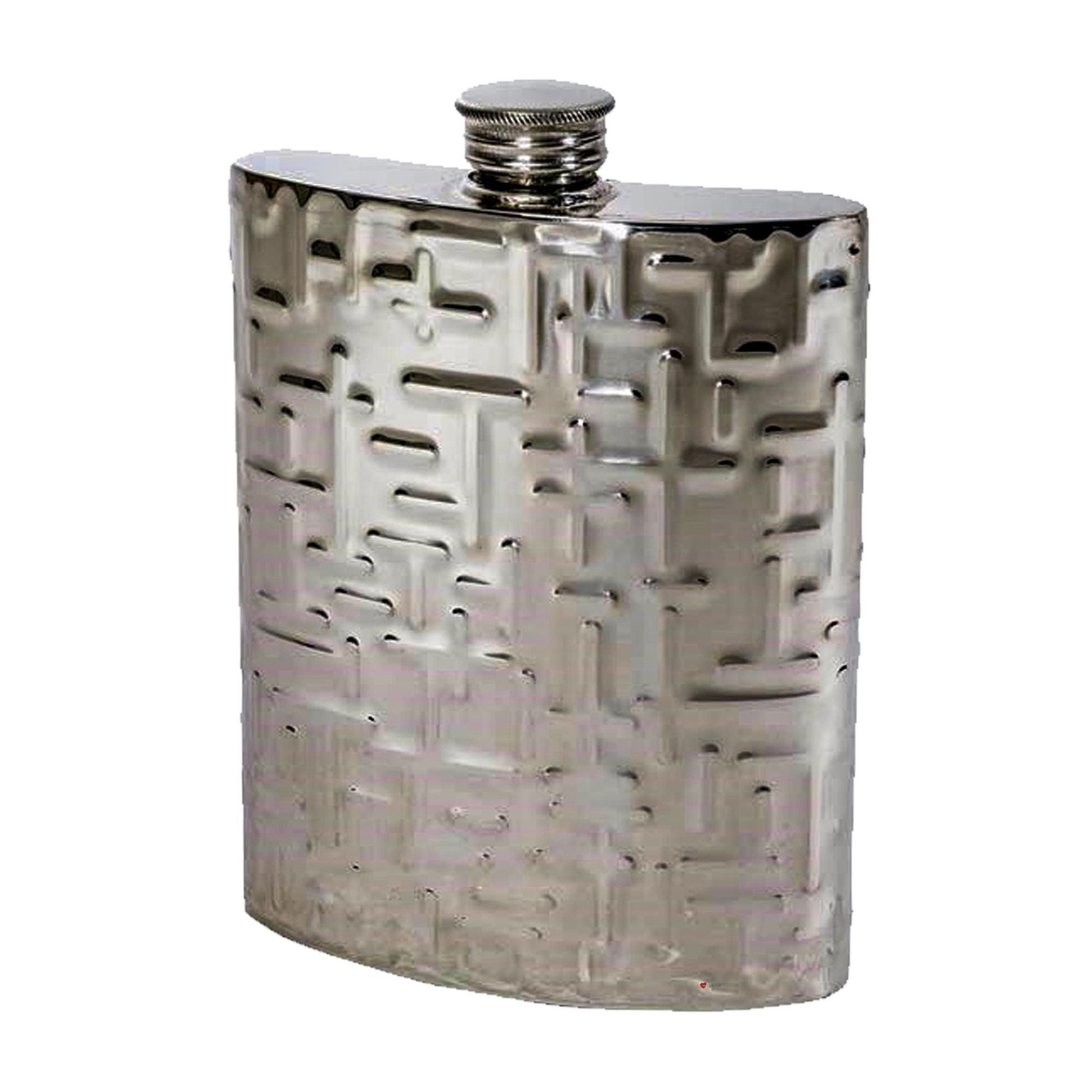 6oz Pewter Hip Flask Contemporary Metropolitan Design Bright Polished Screw Top