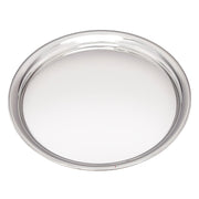 Clear glass lid with silver rim on a white background