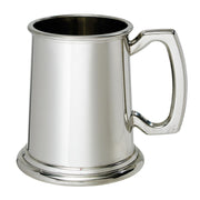 Silver tankard with a handle on a white background